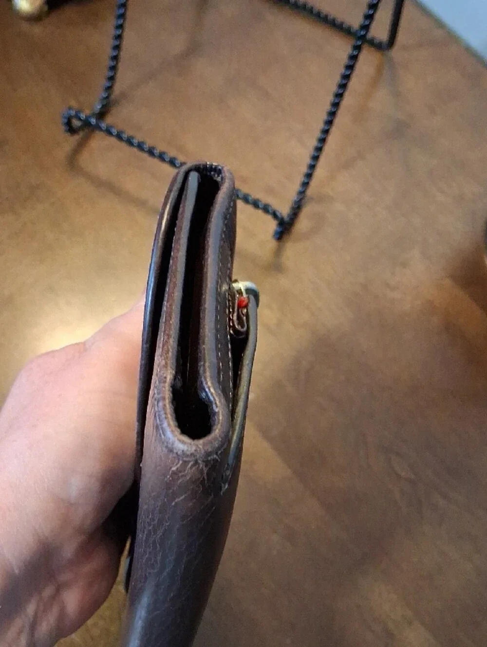Dooney & Bourke Dark Brown Leather Wallet with Metal Logo Plaque